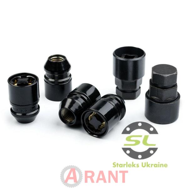 Секретки Starleks 726444 EM28 BC Гайка 12*1,25 28мм. Конус-Черные-Вращающееся кольцо